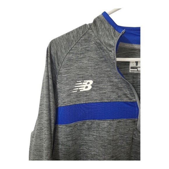 New Balance Women Athletics Half Zip Fitted Light Jacket 2X Gray/royal Blue - Picture 2 of 7